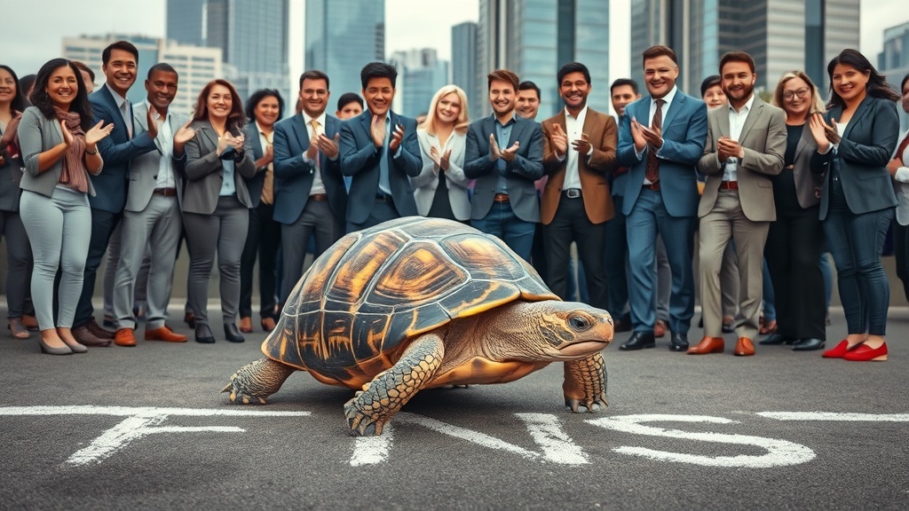 Turtle crossing the finish line