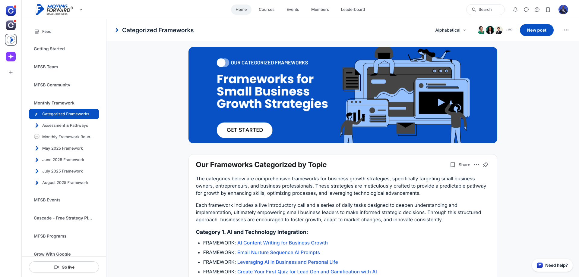 Pro Member Categorized Frameworks