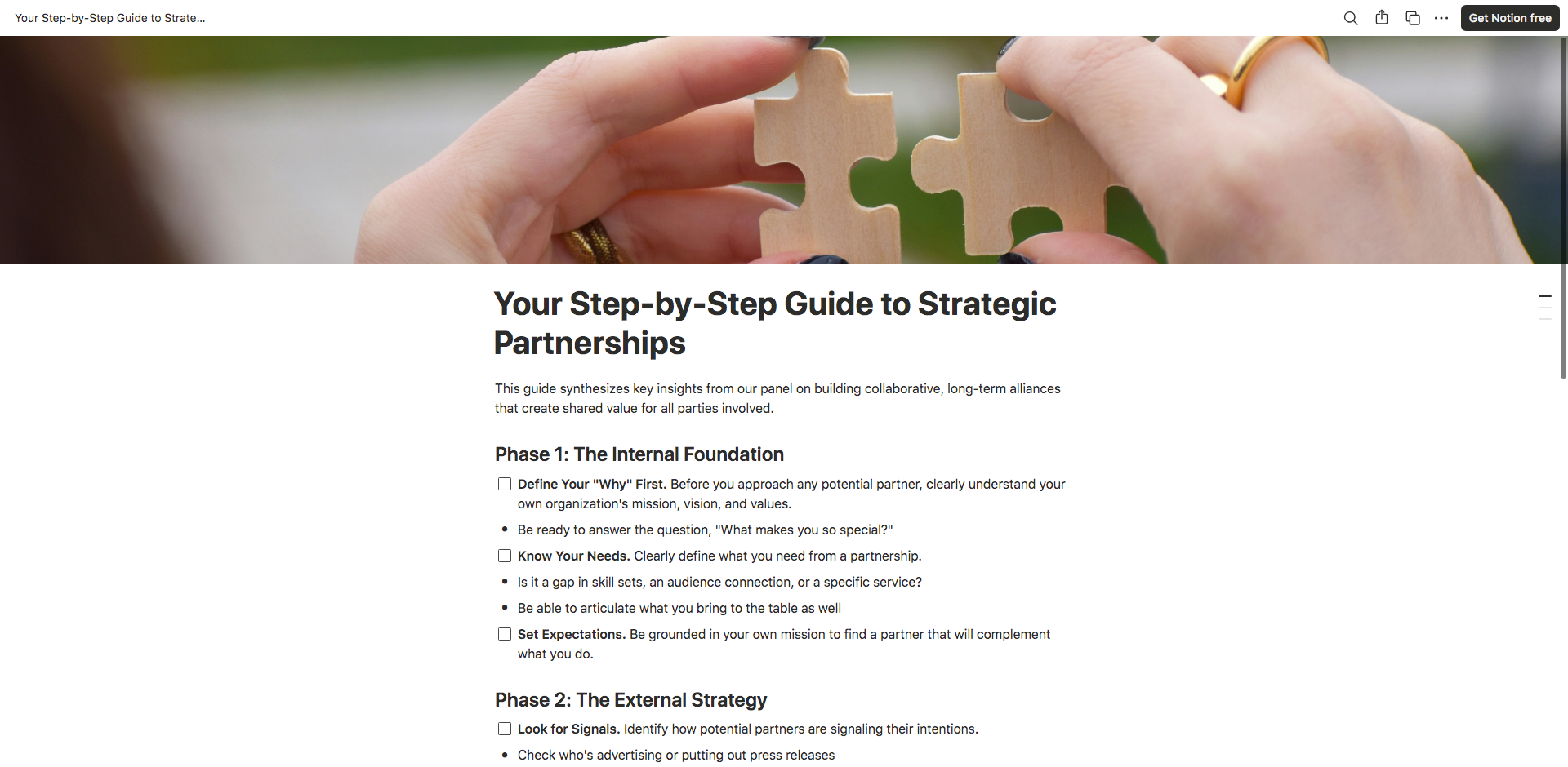 strategic partnerships Checklist
