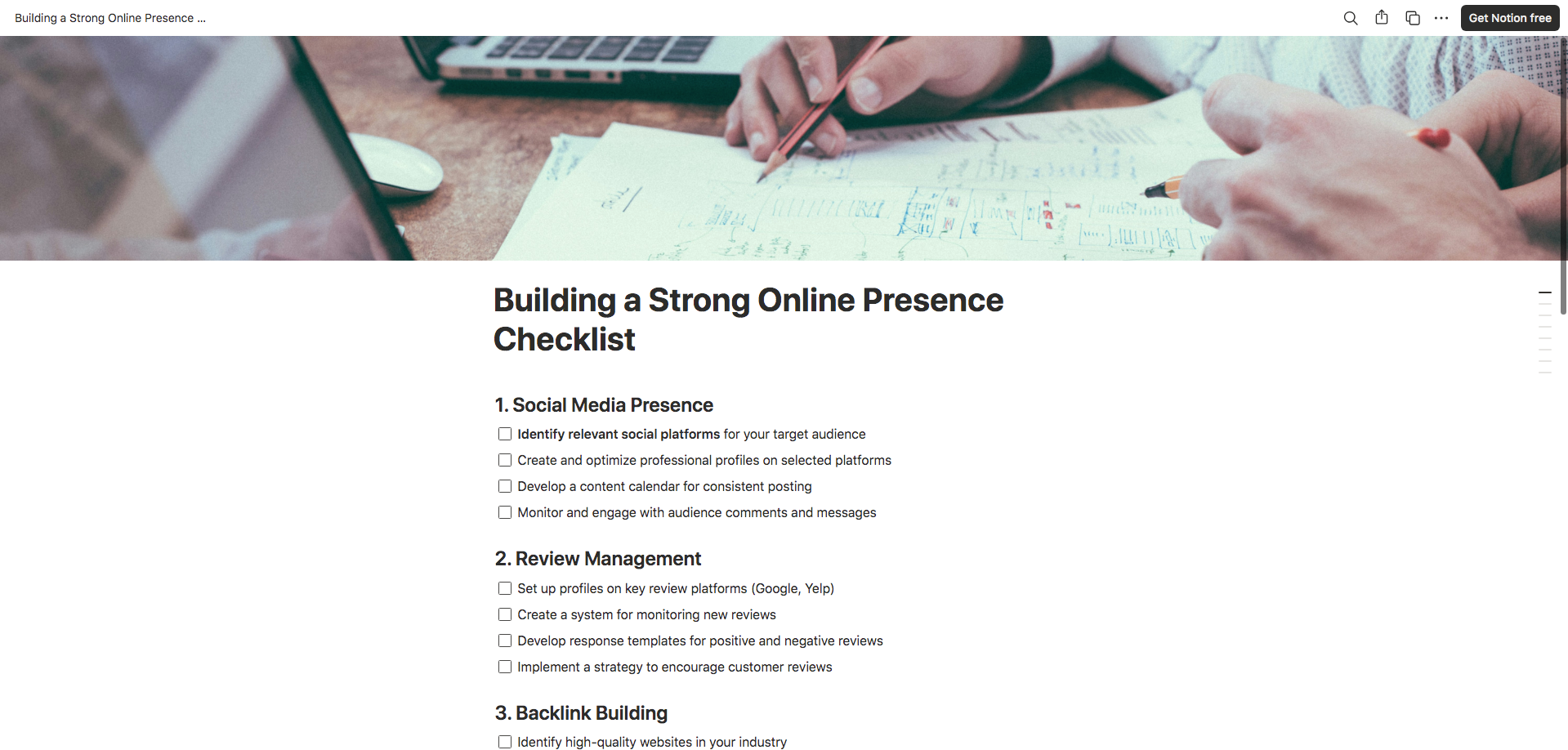 strong online presence checklist